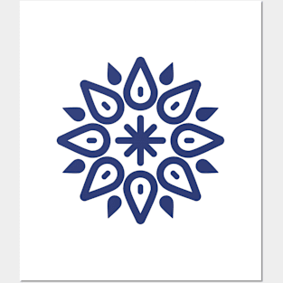 Blue Mandala Pattern Posters and Art